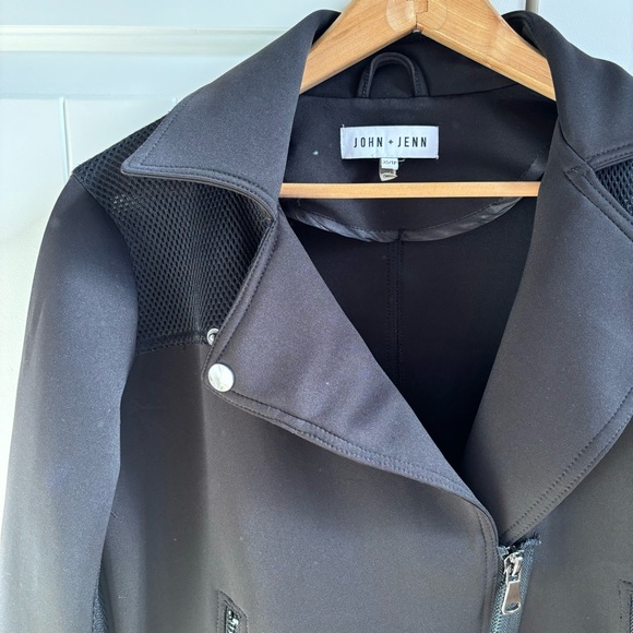 Anthropologie John + Jenn black scuba oversized moto jacket - Picture 3 of 11